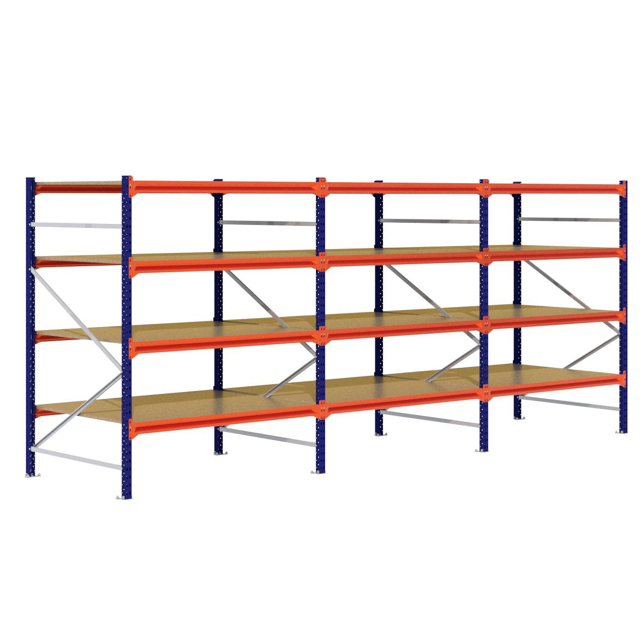 Grootvakstelling 2.000 mm x 4.700 mm x 1.200 mm (HxLxD) - 4 niveaus (Liggerlengte 1.500 mm)