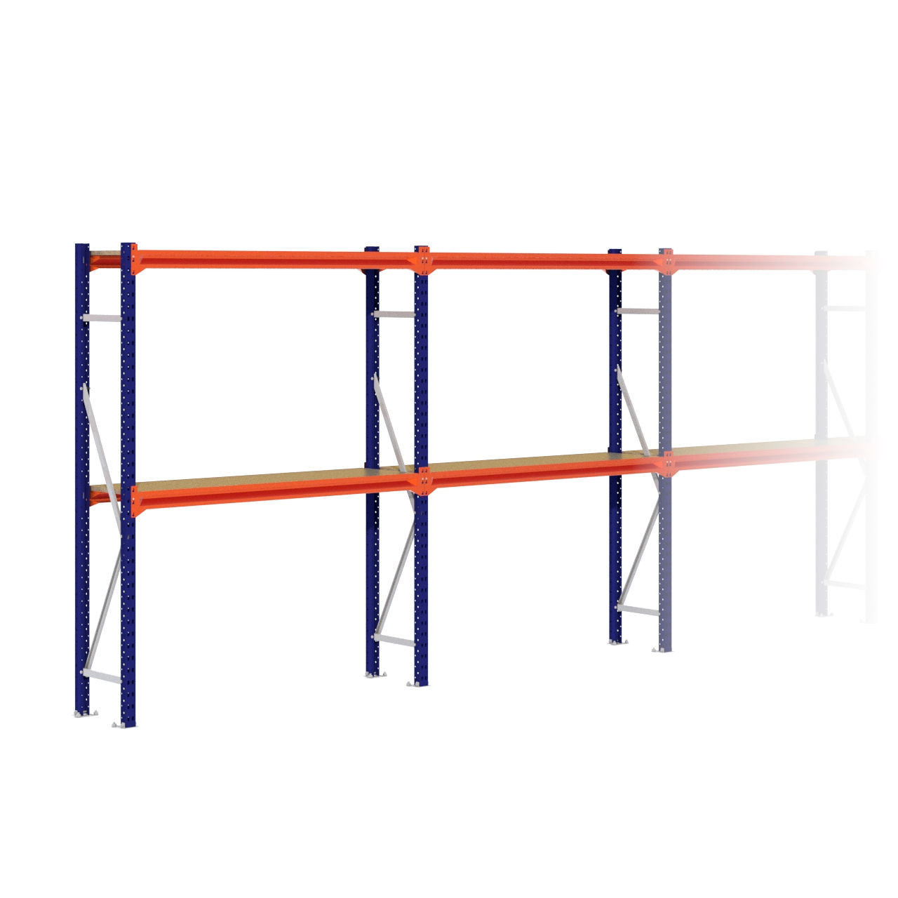 Grootvakstelling 2.000 mm x 7.900 mm x 400 mm (HxLxD) - 2 niveaus