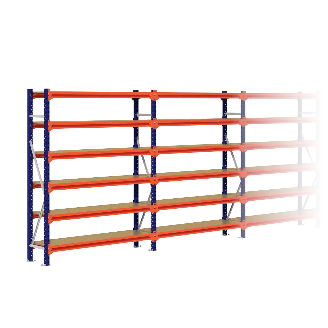 Grootvakstelling 2.000 mm x 7.900 mm x 400 mm (HxLxD) - 6 niveaus