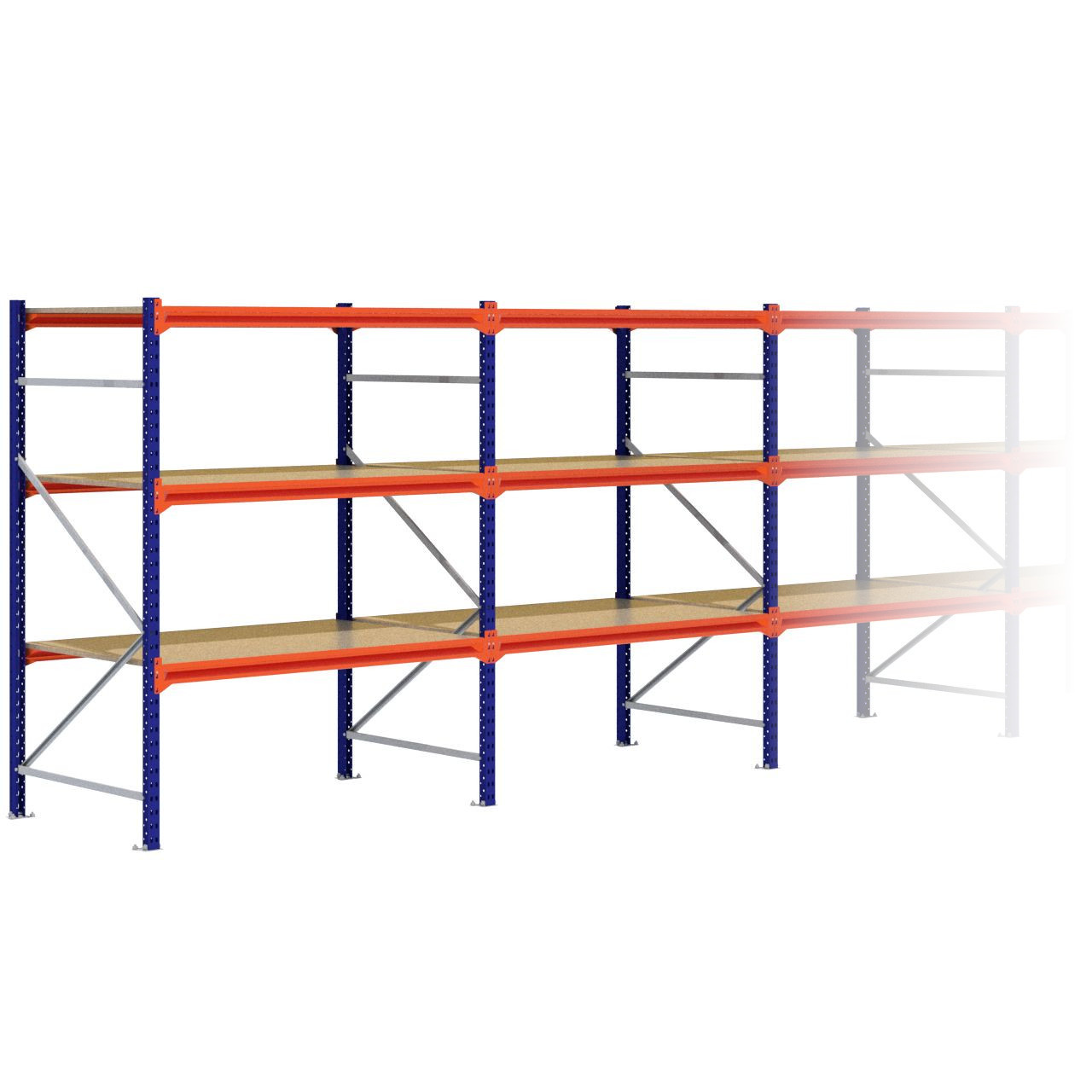 Grootvakstelling 2.000 mm x 7.900 mm x 1.000 mm (HxLxD) - 3 niveaus
