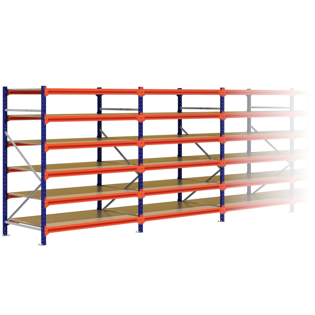 Grootvakstelling 2.000 mm x 7.900 mm x 1.000 mm (HxLxD) - 6 niveaus