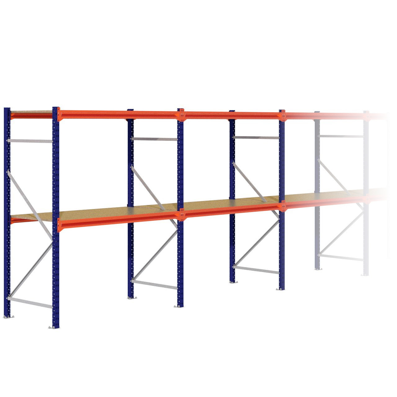 Grootvakstelling 2.000 mm x 7.900 mm x 800 mm (HxLxD) - 2 niveaus