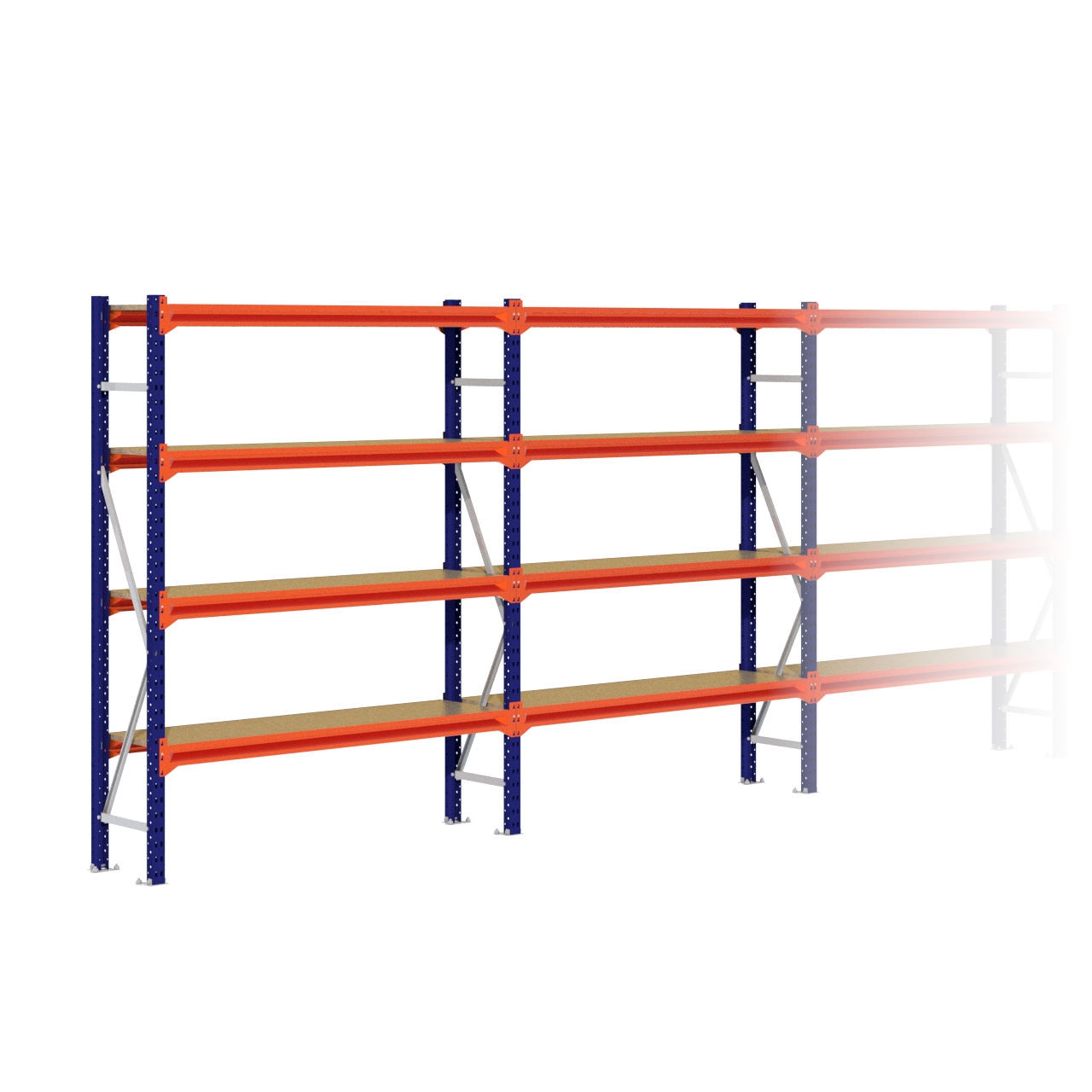 Grootvakstelling 2.000 mm x 9.400 mm x 400 mm (HxLxD) - 4 niveaus