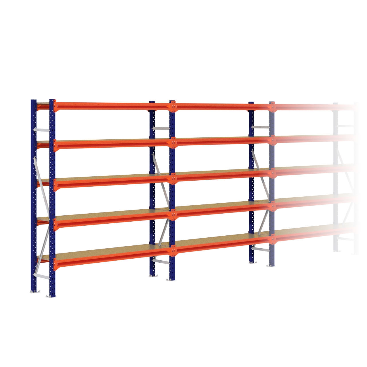 Grootvakstelling 2.000 mm x 9.400 mm x 400 mm (HxLxD) - 5 niveaus
