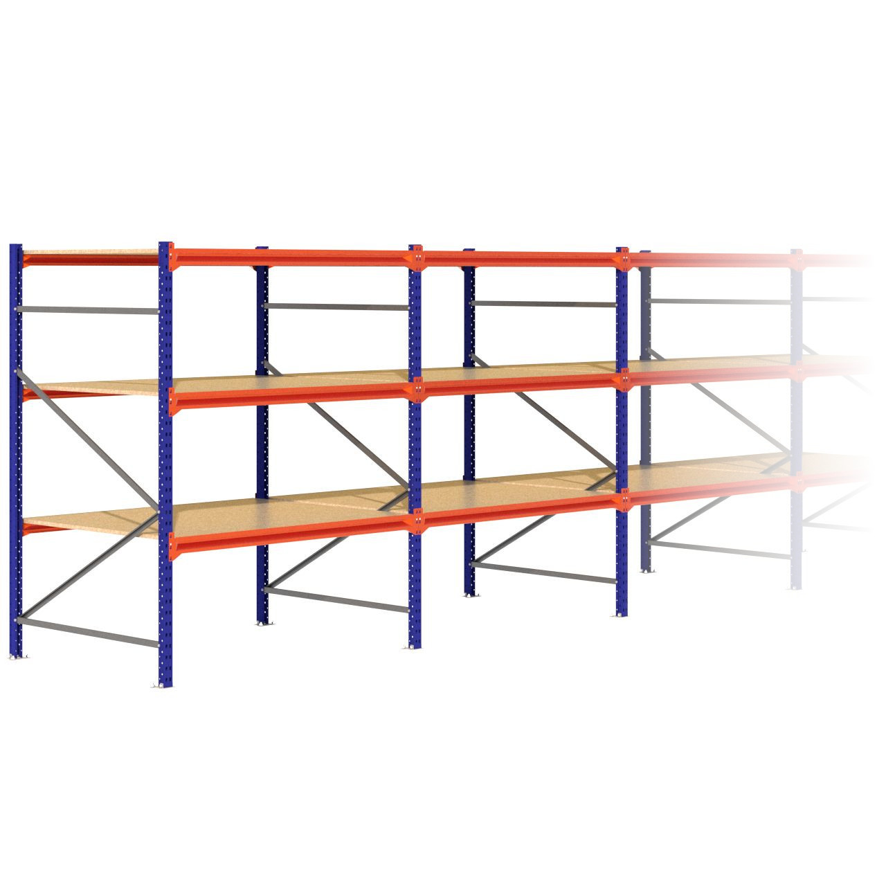 Grootvakstelling 2.000 mm x 9.400 mm x 1.200 mm (HxLxD) - 3 niveaus