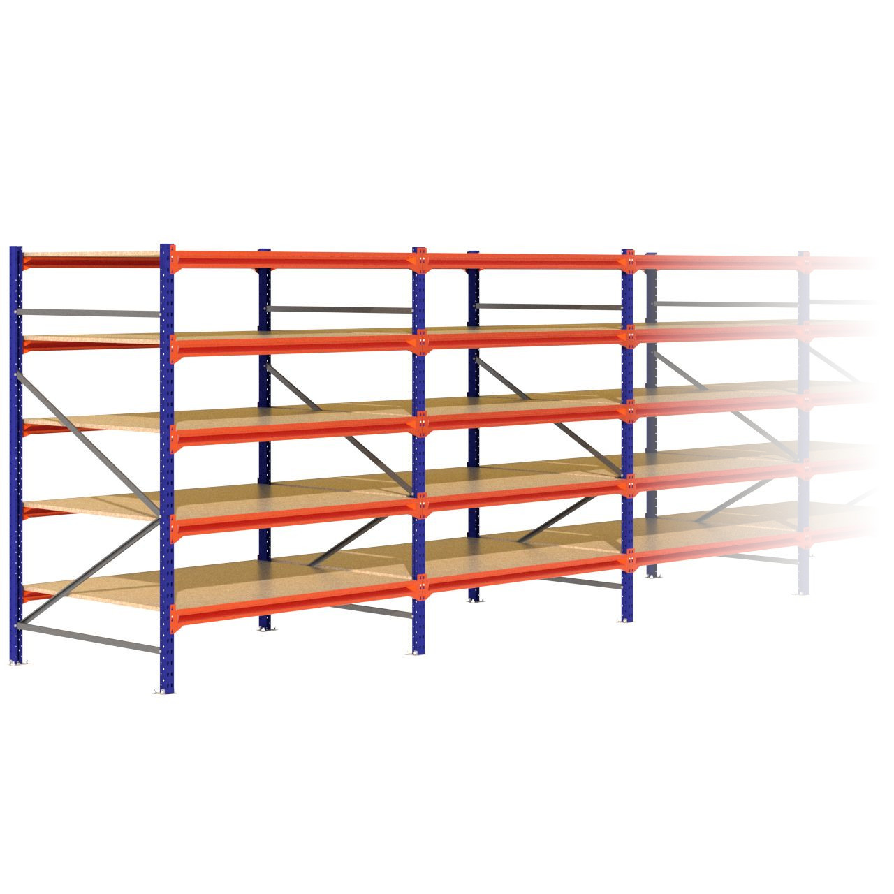 Grootvakstelling 2.000 mm x 9.400 mm x 1.200 mm (HxLxD) - 5 niveaus