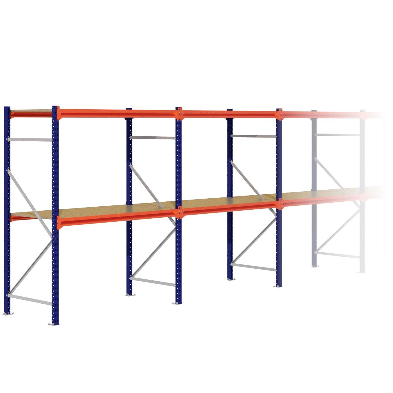 Grootvakstelling 2.000 mm x 9.400 mm x 800 mm (HxLxD) - 2 niveaus