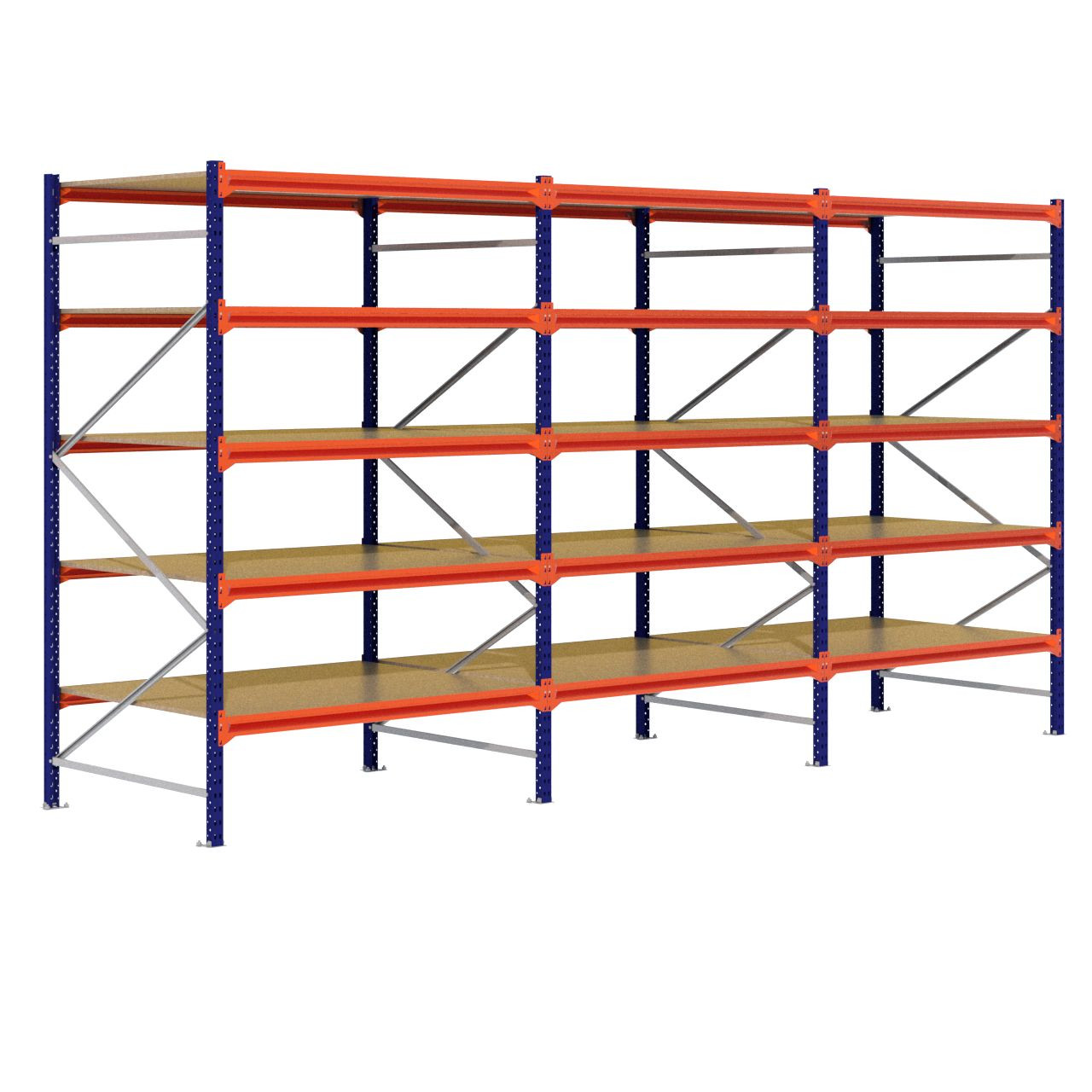 Grootvakstelling 2.500 mm x 4.700 mm x 1.200 mm (HxLxD) - 5 niveaus (Liggerlengte 1.500 mm)