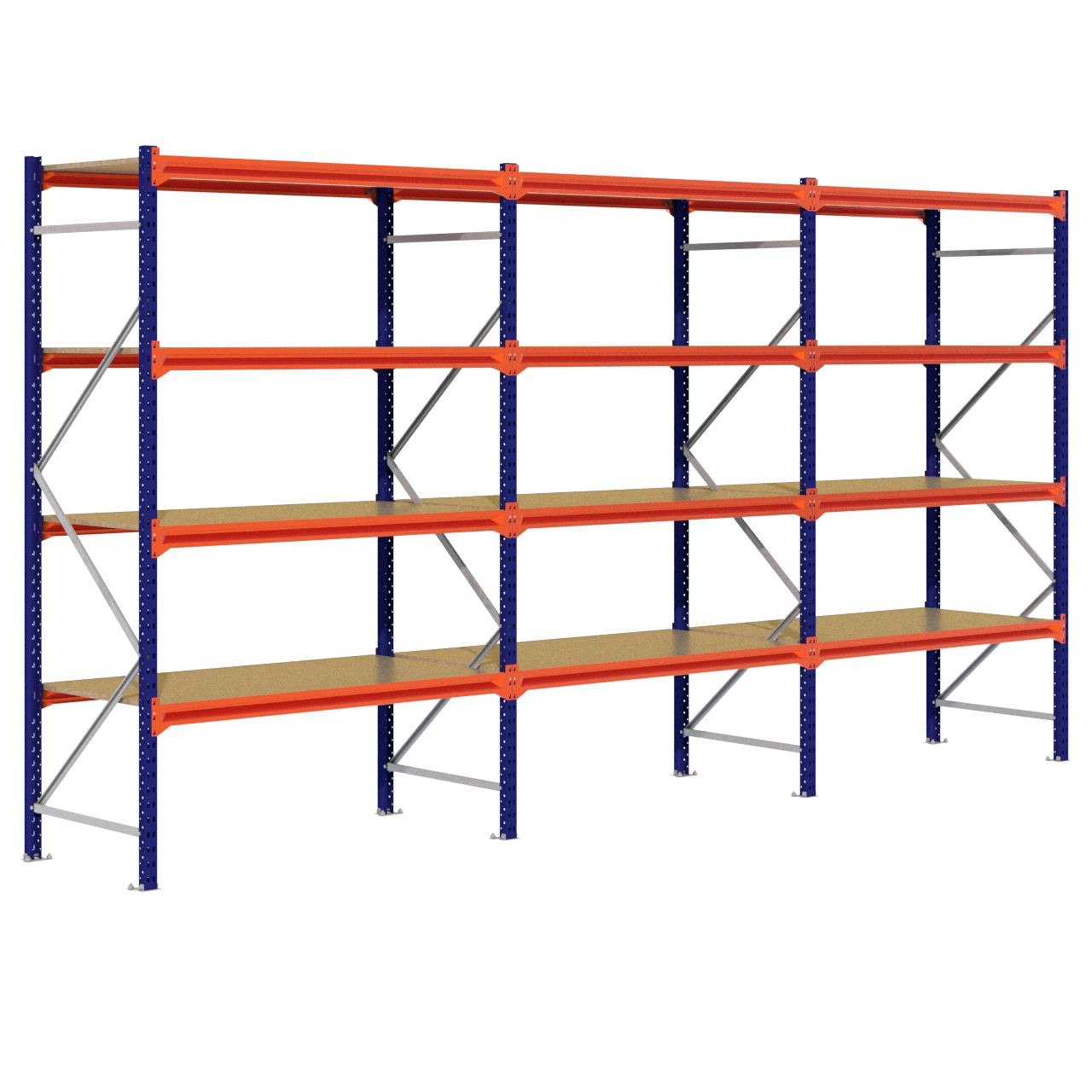 Grootvakstelling 2.500 mm x 4.700 mm x 800 mm (HxLxD) - 4 niveaus (Liggerlengte 1.500 mm)