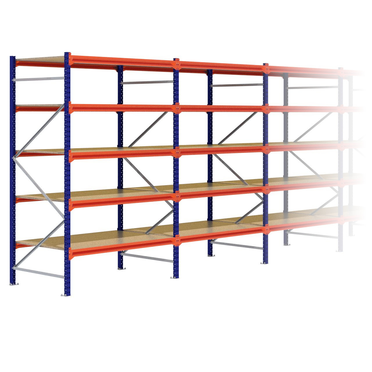 Grootvakstelling 2.500 mm x 6.300 mm x 1.000 mm (HxLxD) - 5 niveaus