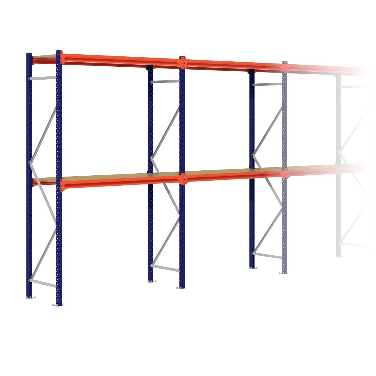 Grootvakstelling 2.500 mm x 6.300 mm x 600 mm (HxLxD) - 2 niveaus