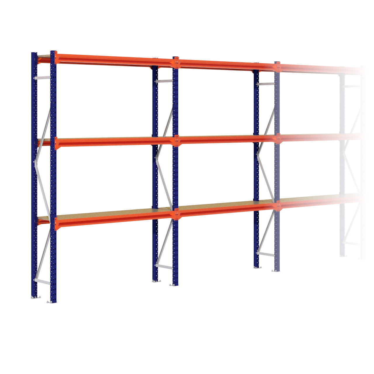 Grootvakstelling 2.500 mm x 7.900 mm x 400 mm (HxLxD) - 3 niveaus