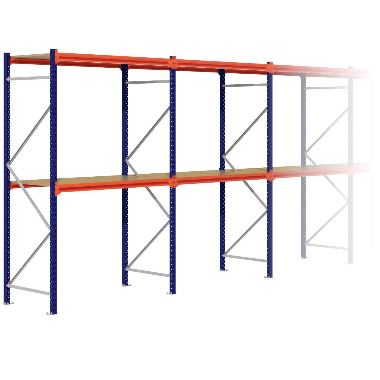 Grootvakstelling 2.500 mm x 7.900 mm x 800 mm (HxLxD) - 2 niveaus