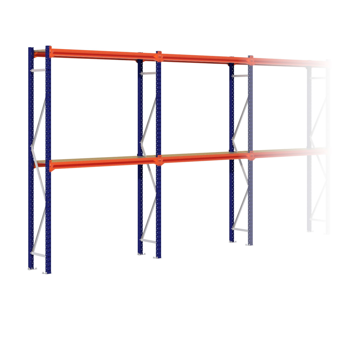 Grootvakstelling 2.500 mm x 9.400 mm x 400 mm (HxLxD) - 2 niveaus