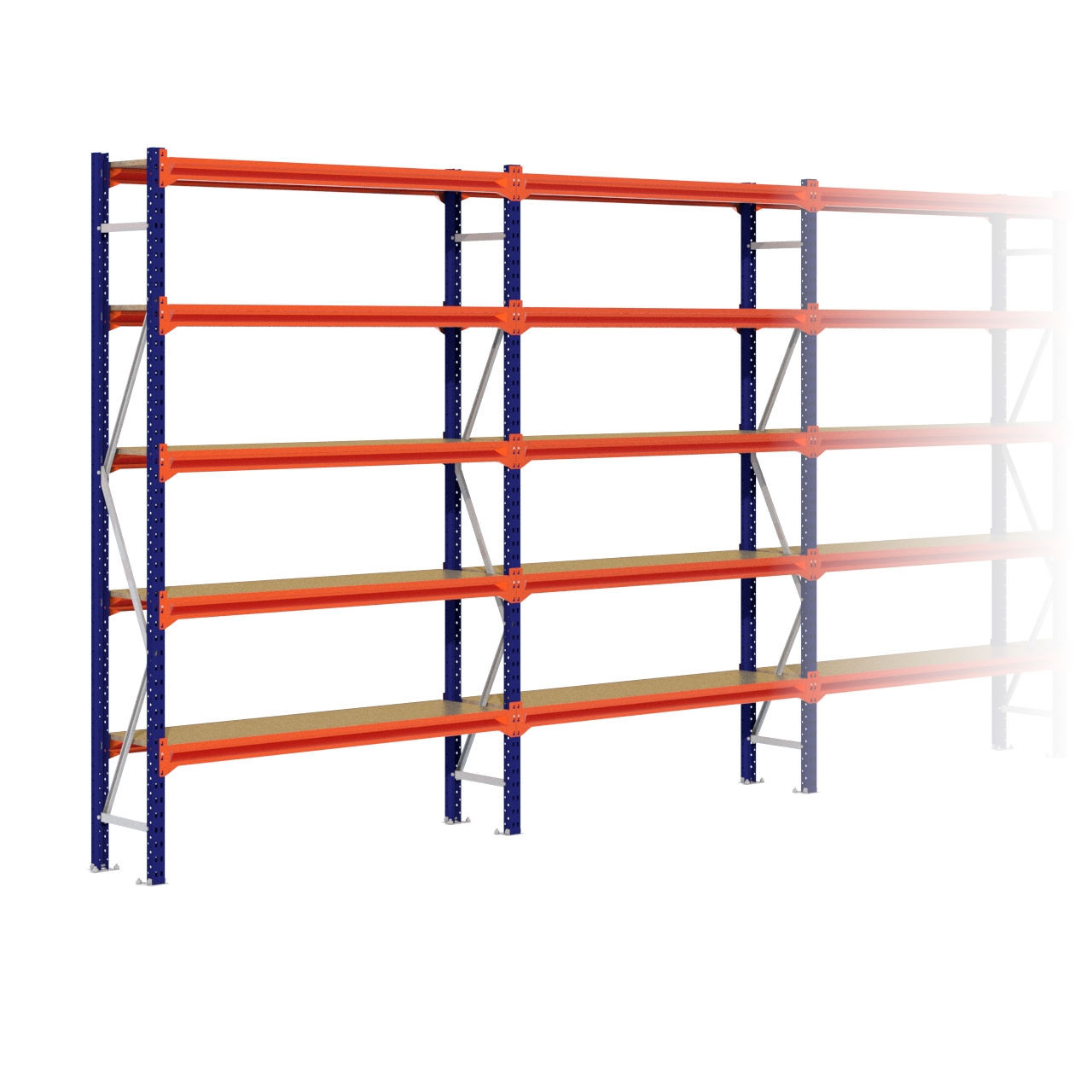 Grootvakstelling 2.500 mm x 9.400 mm x 400 mm (HxLxD) - 5 niveaus