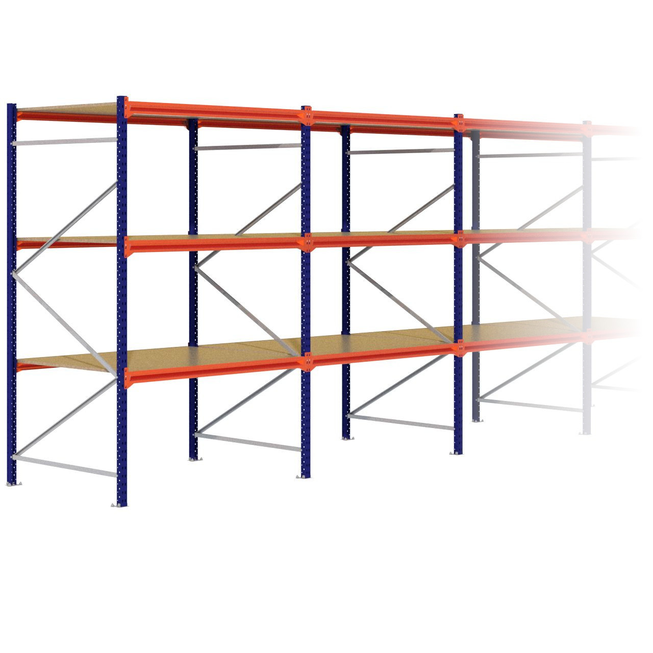 Grootvakstelling 2.500 mm x 9.400 mm x 1.200 mm (HxLxD) - 3 niveaus