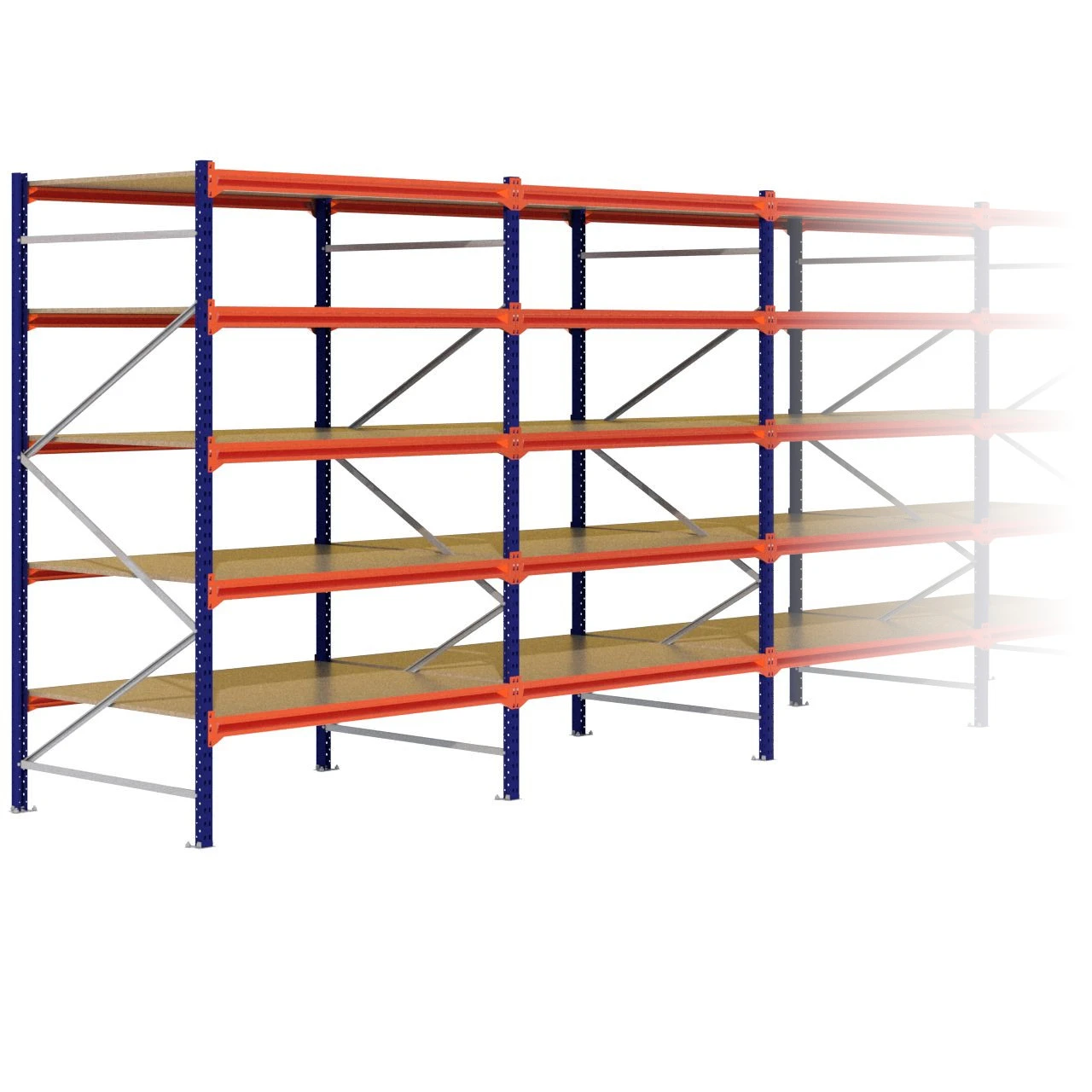 Grootvakstelling 2.500 mm x 9.400 mm x 1.200 mm (HxLxD) - 5 niveaus