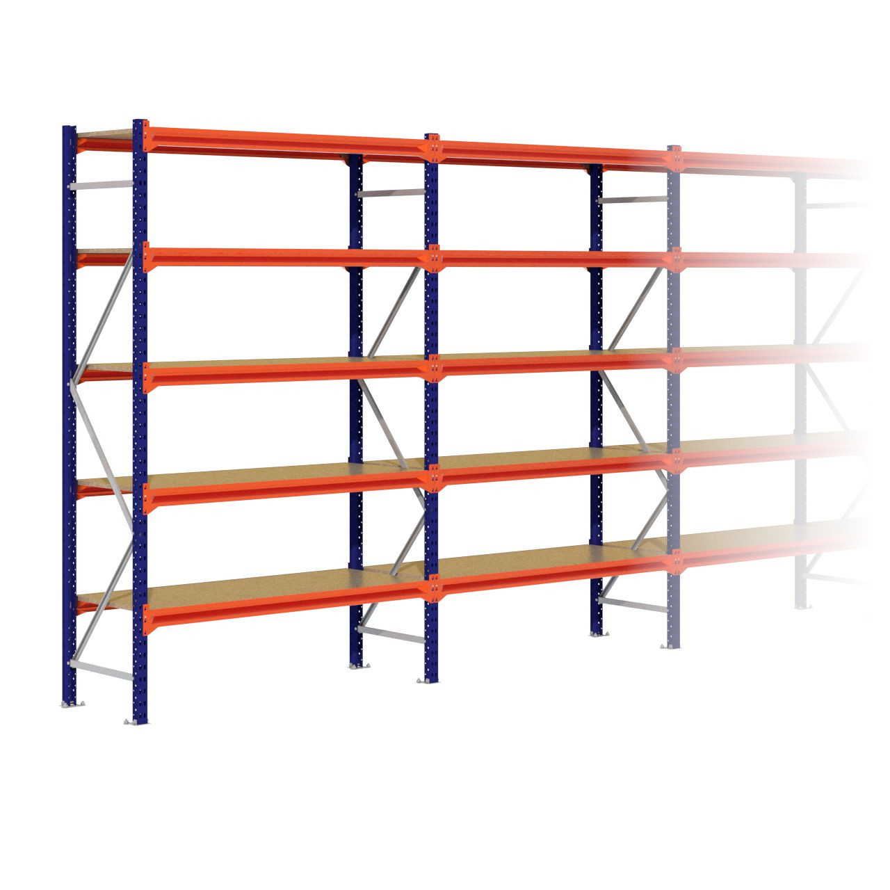 Grootvakstelling 2.500 mm x 14.100 mm x 600 mm (HxLxD) - 5 niveaus