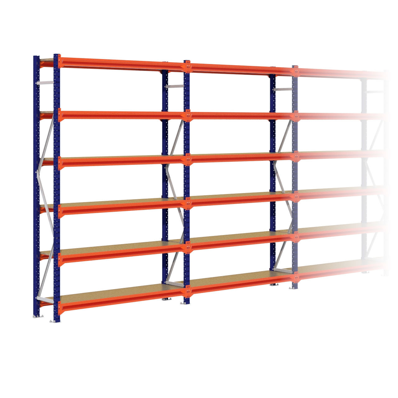 Grootvakstelling 2.500 mm x 15.600 mm x 400 mm (HxLxD) - 6 niveaus