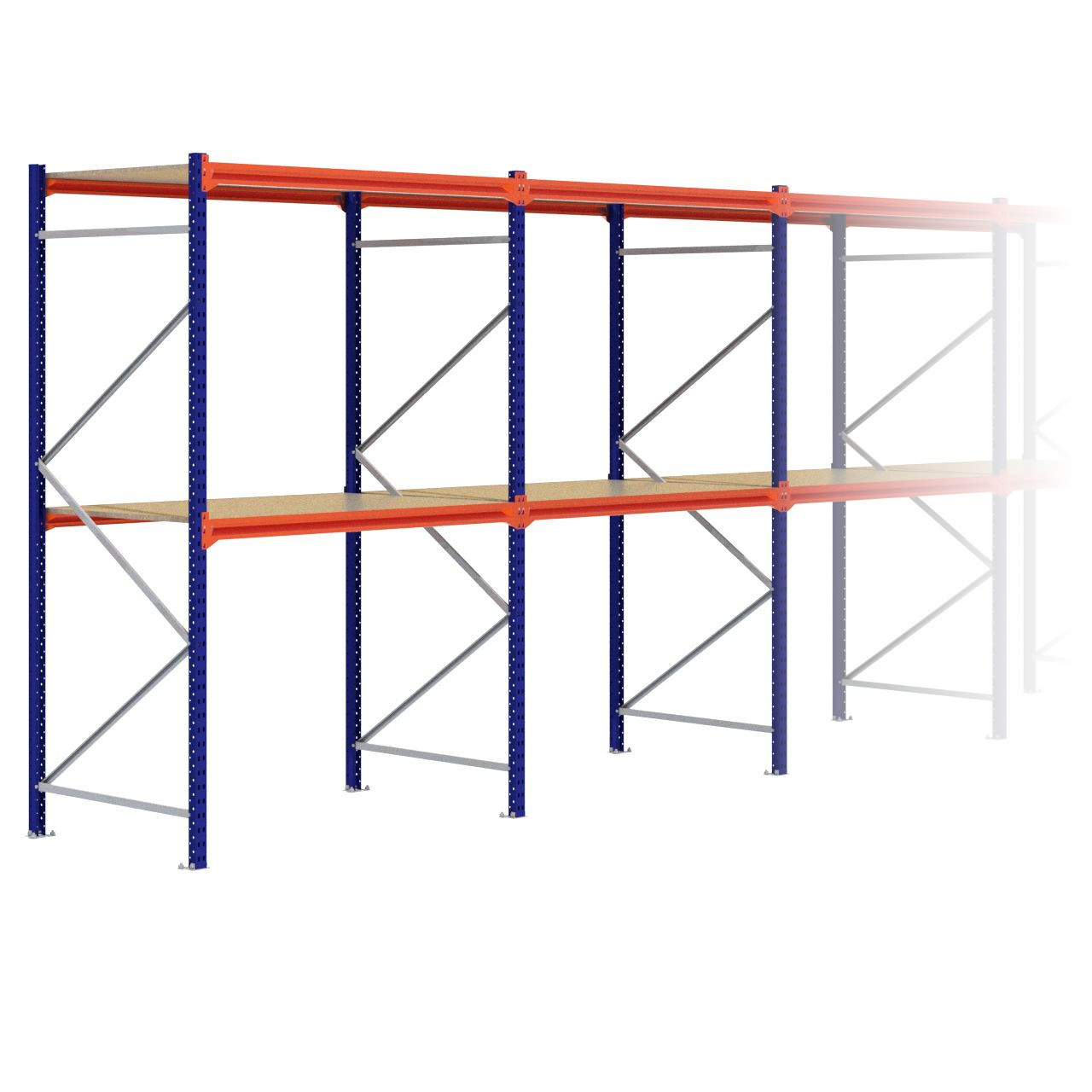 Grootvakstelling 2.500 mm x 15.600 mm x 1.000 mm (HxLxD) - 2 niveaus