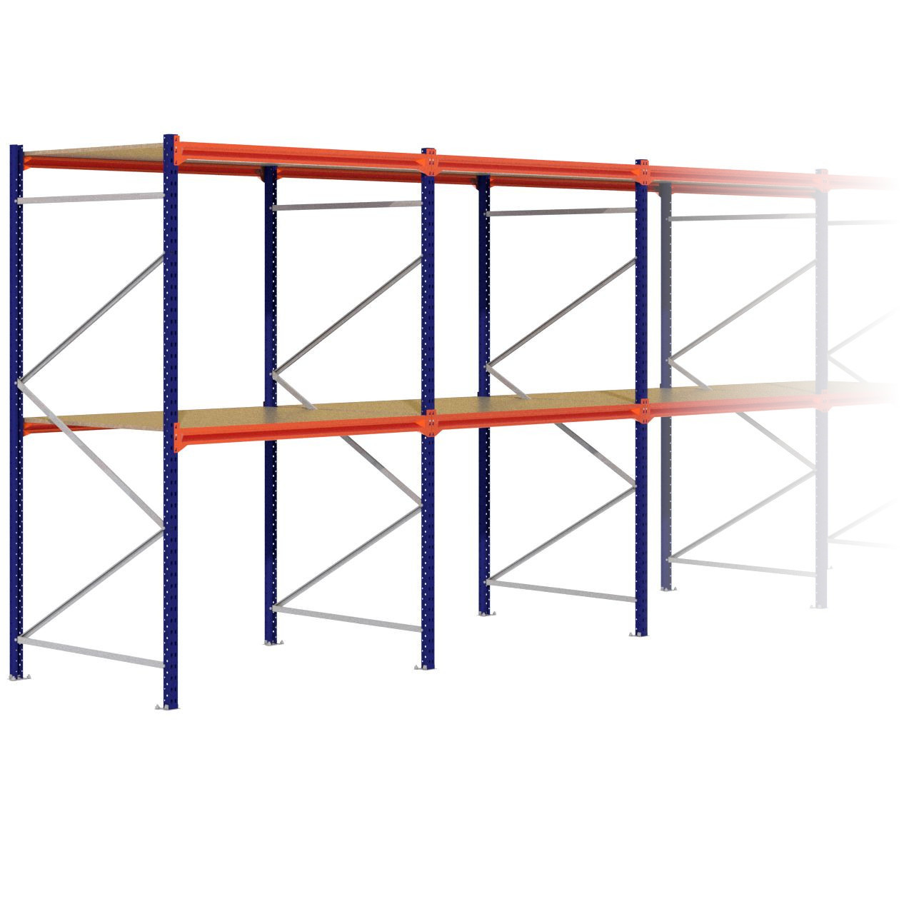 Grootvakstelling 2.500 mm x 15.600 mm x 1.200 mm (HxLxD) - 2 niveaus