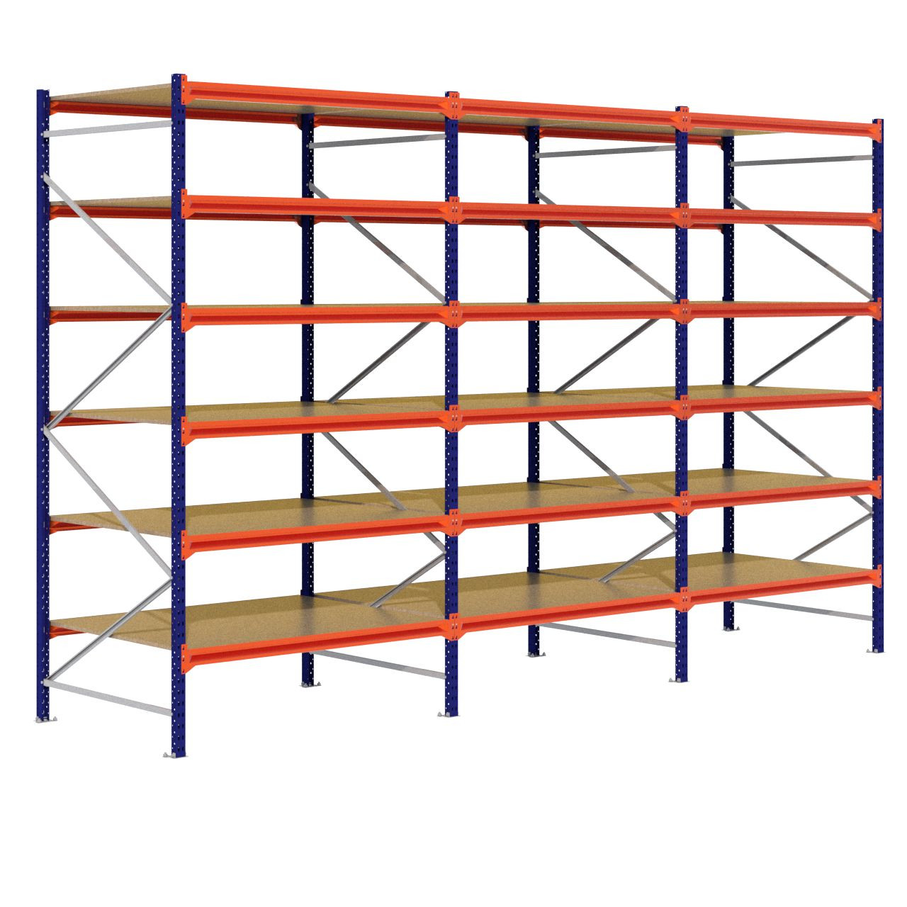 Grootvakstelling 3.000 mm x 4.700 mm x 1.200 mm (HxLxD) - 6 niveaus (Liggerlengte 1.500 mm)