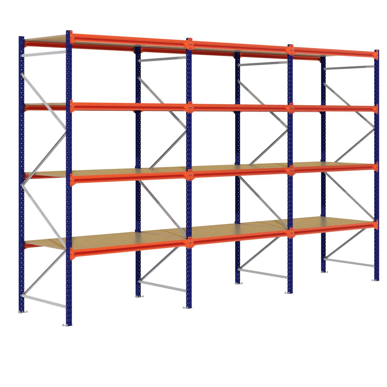 Grootvakstelling 3.000 mm x 4.700 mm x 1.000 mm (HxLxD) - 4 niveaus (Liggerlengte 1.500 mm)