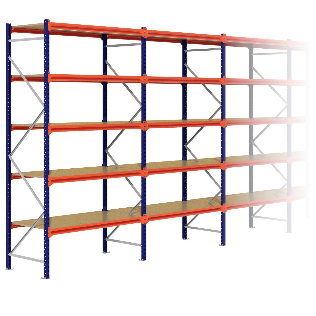 Grootvakstelling 3.000 mm x 6.300 mm x 800 mm (HxLxD) - 5 niveaus