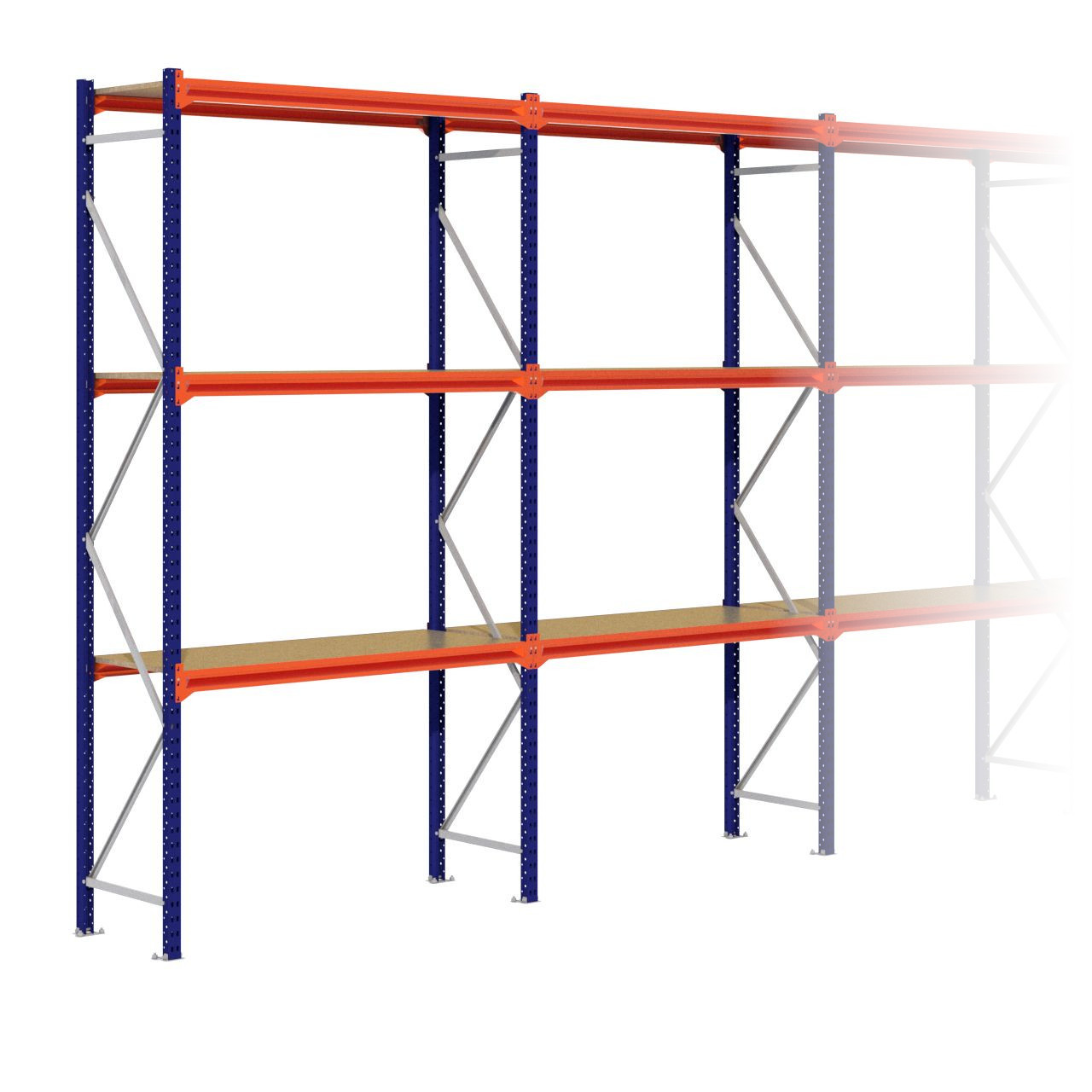 Grootvakstelling 3.000 mm x 7.900 mm x 600 mm (HxLxD) - 3 niveaus
