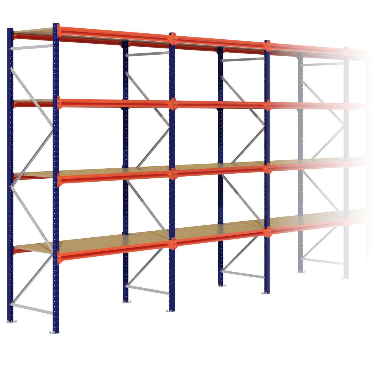 Grootvakstelling 3.000 mm x 9.400 mm x 800 mm (HxLxD) - 4 niveaus
