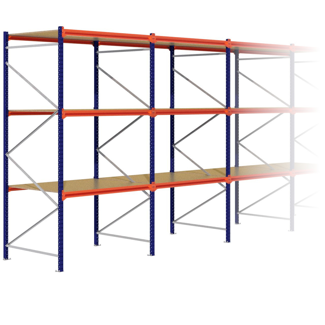 Grootvakstelling 3.000 mm x 9.400 mm x 1.200 mm (HxLxD) - 3 niveaus