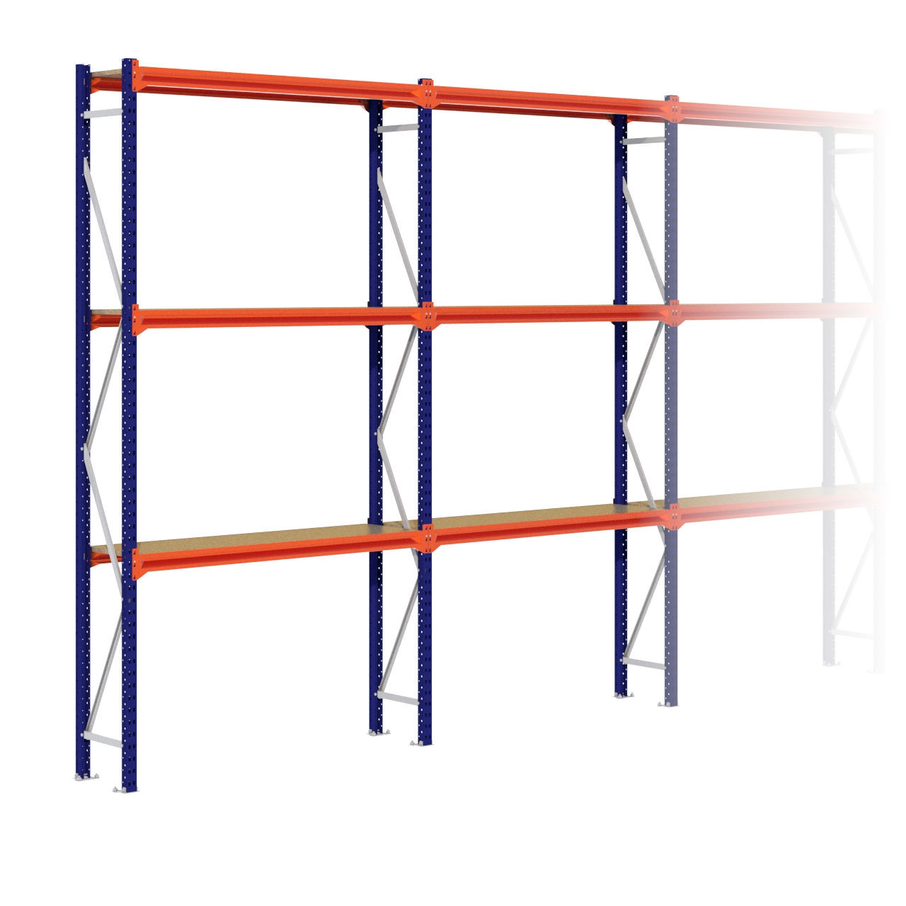 Grootvakstelling 3.000 mm x 12.500 mm x 400 mm (HxLxD) - 3 niveaus
