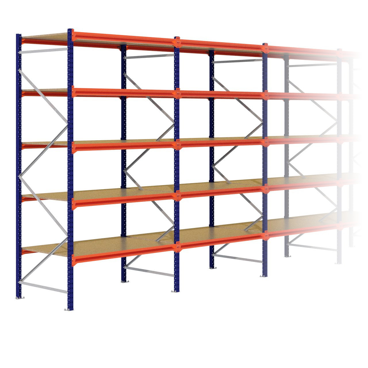 Grootvakstelling 3.000 mm x 12.500 mm x 1.000 mm (HxLxD) - 5 niveaus