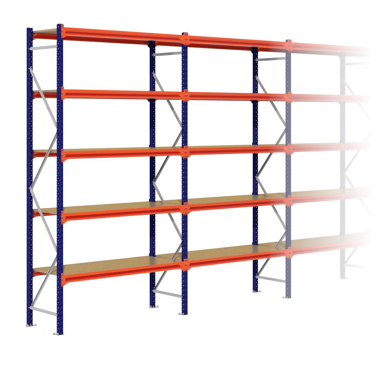 Grootvakstelling 3.000 mm x 12.500 mm x 600 mm (HxLxD) - 5 niveaus