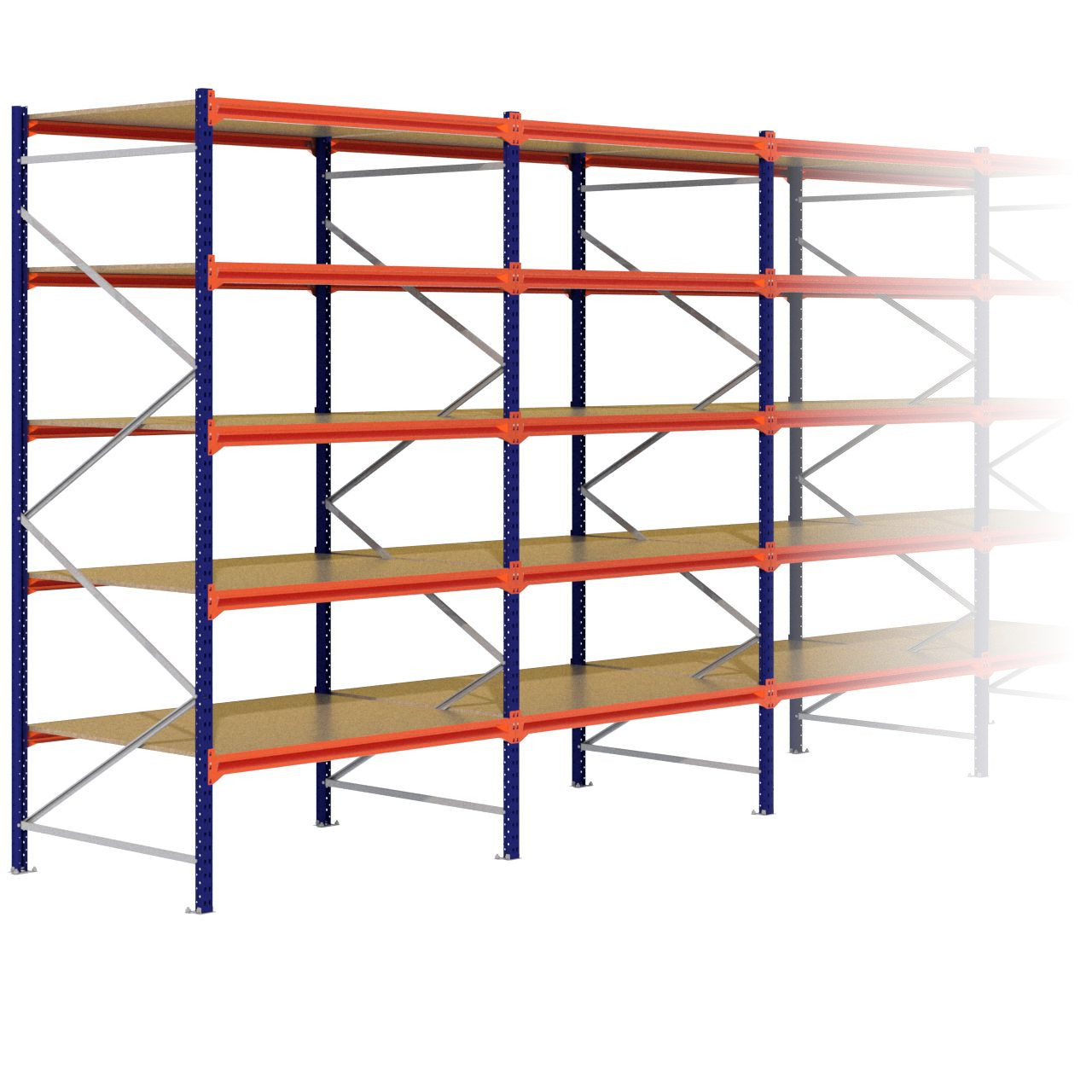 Grootvakstelling 3.000 mm x 12.500 mm x 1.200 mm (HxLxD) - 5 niveaus