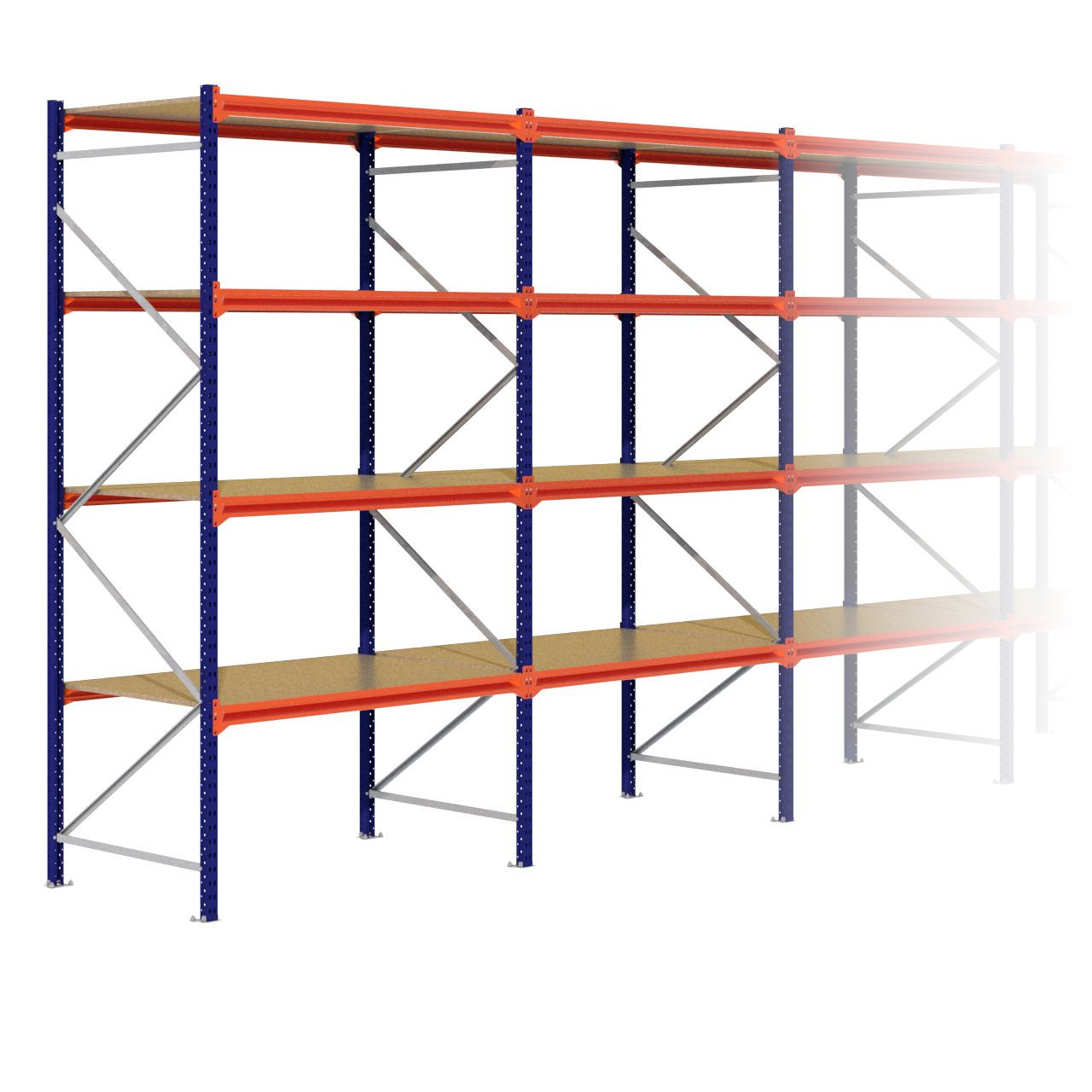 Grootvakstelling 3.000 mm x 14.100 mm x 1.000 mm (HxLxD) - 4 niveaus