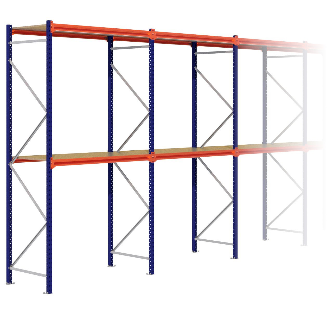 Grootvakstelling 3.000 mm x 15.600 mm x 800 mm (HxLxD) - 2 niveaus
