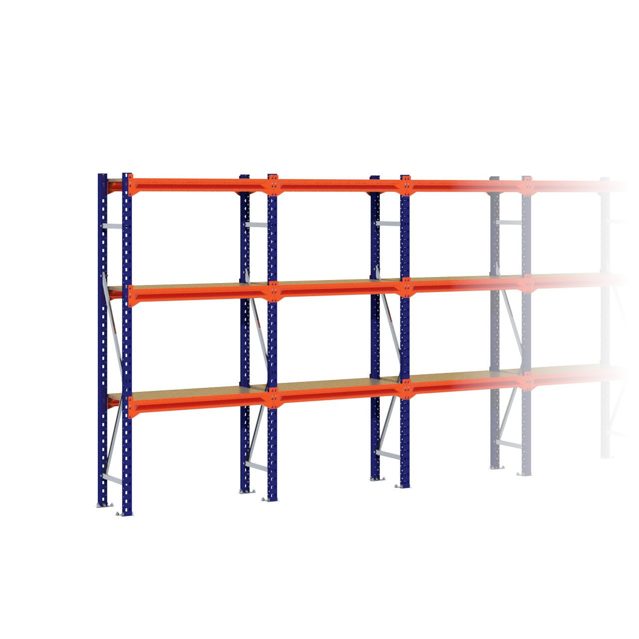 Grootvakstelling 2.000 mm x 3.850 mm x 400 mm (HxLxD) - 3 niveaus