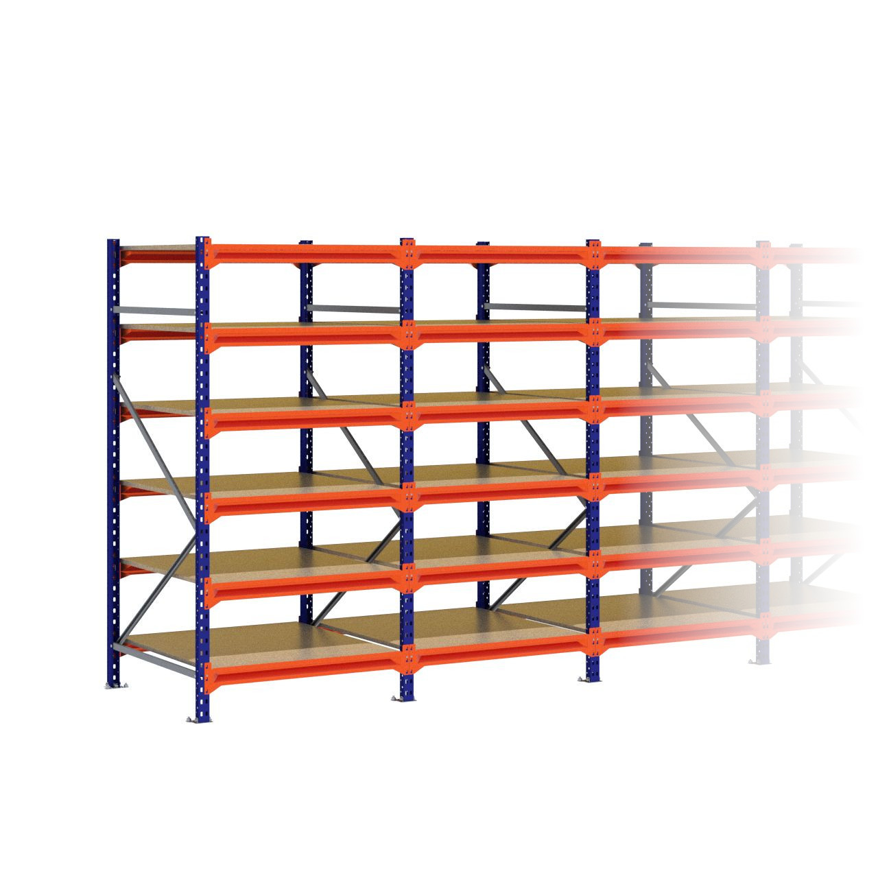 Grootvakstelling 2.000 mm x 3.850 mm x 1.000 mm (HxLxD) - 6 niveaus