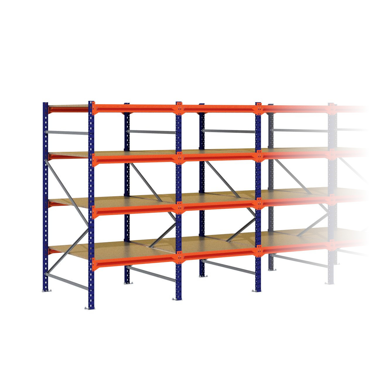 Grootvakstelling 2.000 mm x 3.850 mm x 1.200 mm (HxLxD) - 4 niveaus