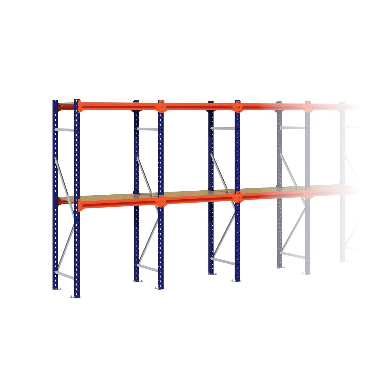 Grootvakstelling 2.000 mm x 4.800 mm x 600 mm (HxLxD) - 2 niveaus