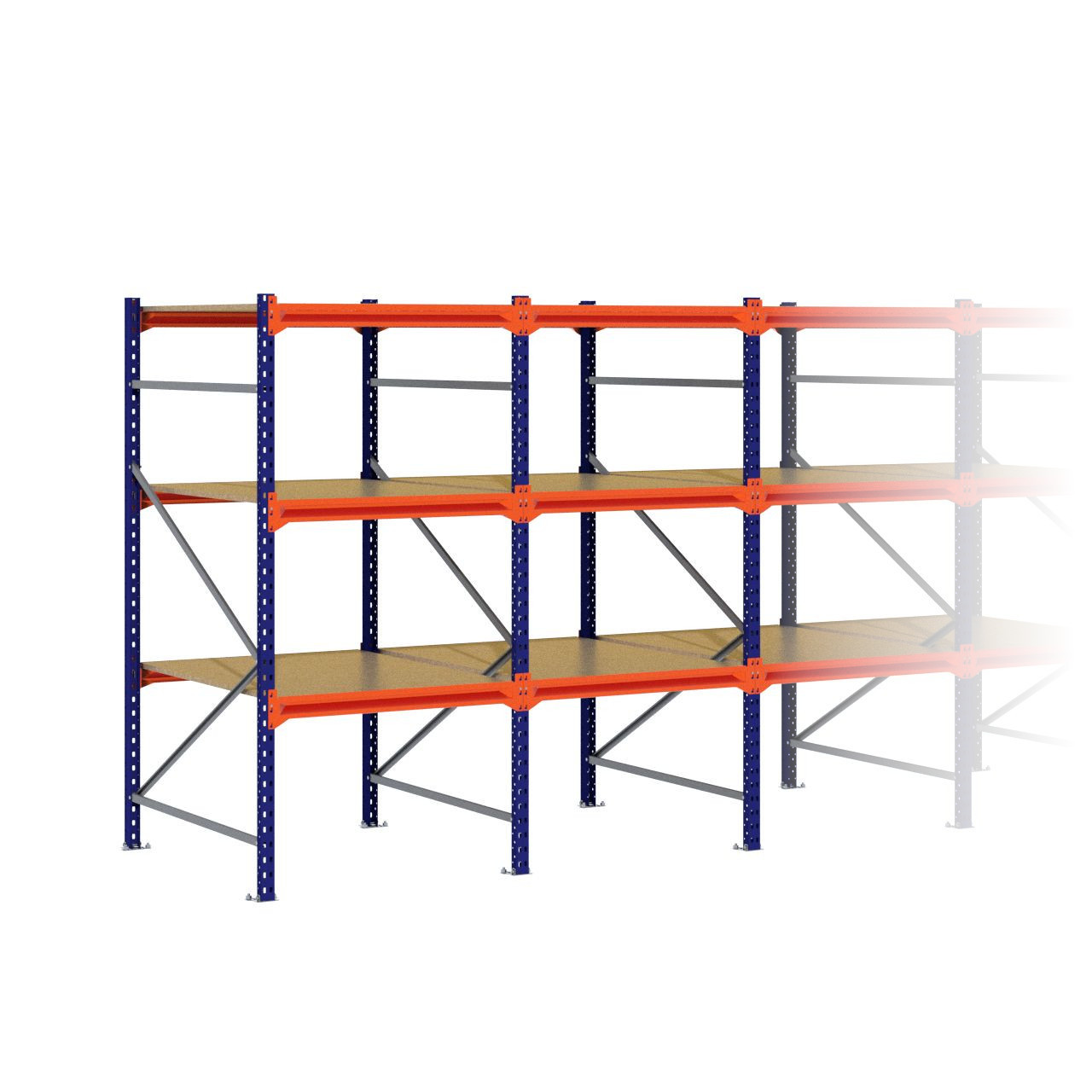 Grootvakstelling 2.000 mm x 4.800 mm x 1.200 mm (HxLxD) - 3 niveaus