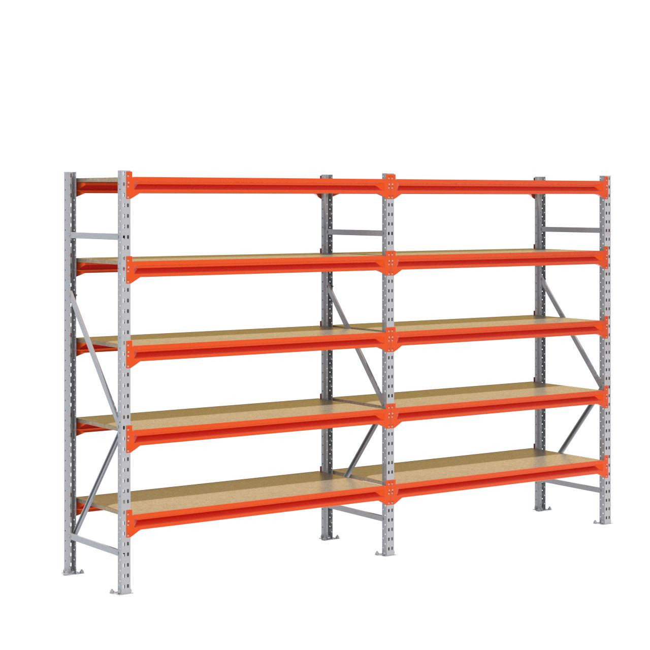 Grootvakstelling 2.000 mm x 3.200 mm x 600 mm (HxLxD) - 5 niveaus GALVA