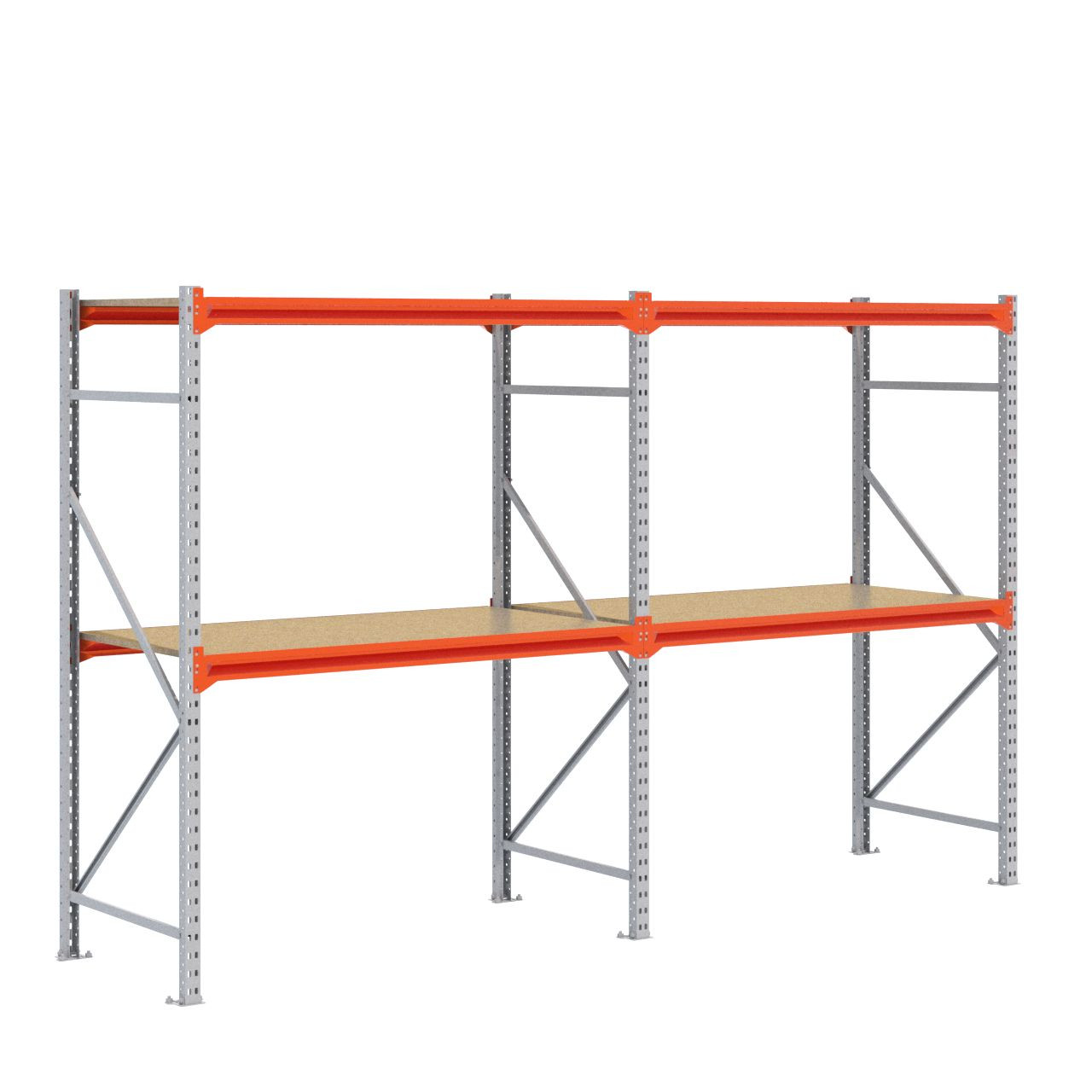 Grootvakstelling 2.000 mm x 3.200 mm x 800 mm (HxLxD) - 2 niveaus GALVA