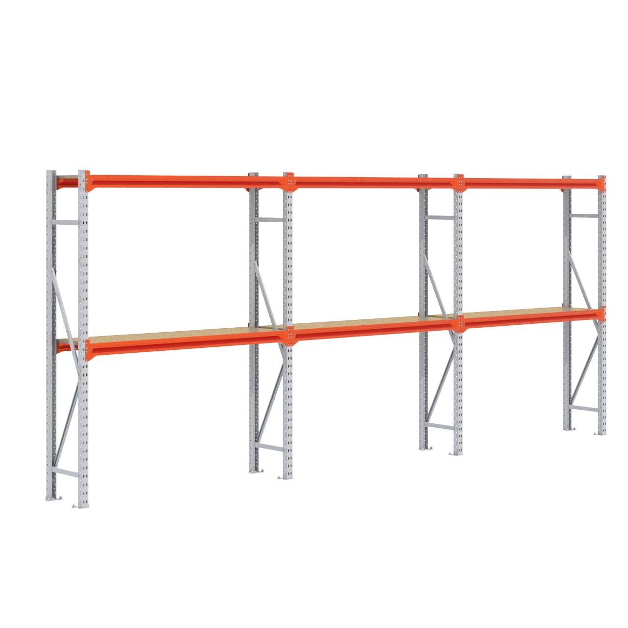 Grootvakstelling 2.000 mm x 4.700 mm x 400 mm (HxLxD) - 2 niveaus (Liggerlengte 1.500 mm) GALVA
