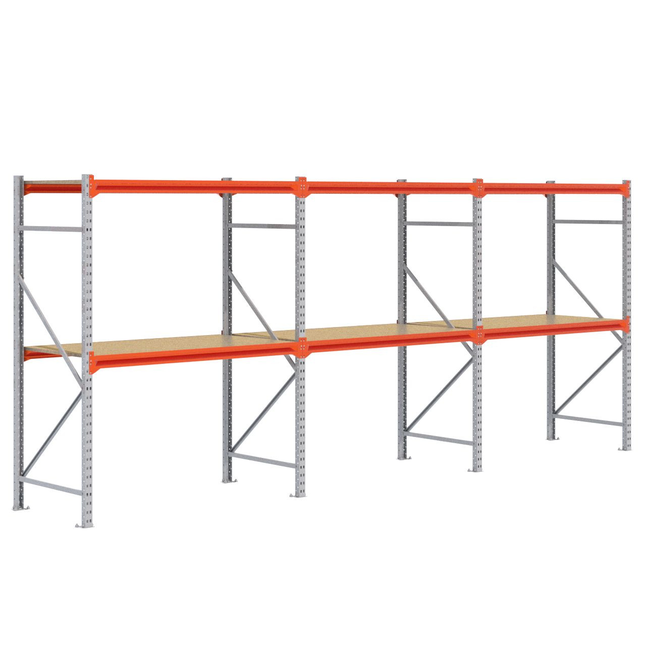 Grootvakstelling 2.000 mm x 4.700 mm x 800 mm (HxLxD) - 2 niveaus (Liggerlengte 1.500 mm) GALVA