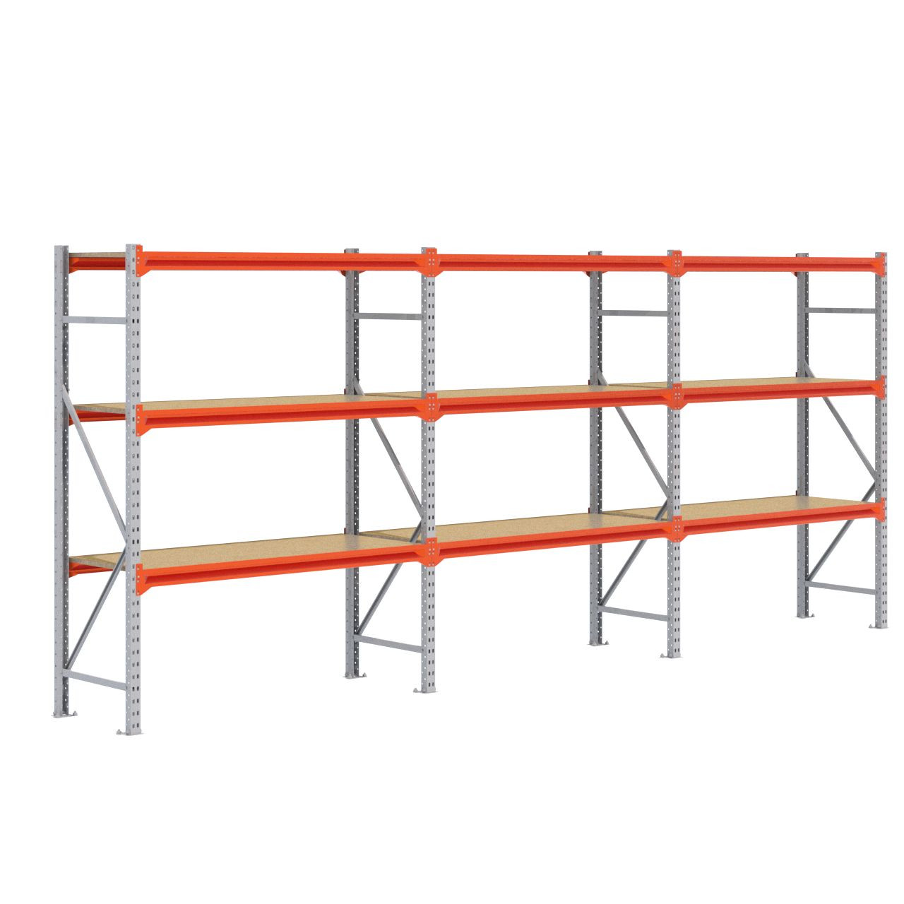 Grootvakstelling 2.000 mm x 4.700 mm x 600 mm (HxLxD) - 3 niveaus (Liggerlengte 1.500 mm) GALVA