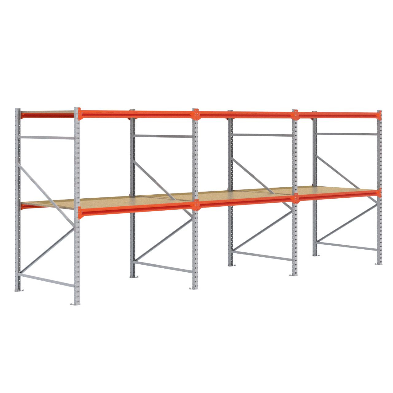 Grootvakstelling 2.000 mm x 4.700 mm x 1.200 mm (HxLxD) - 2 niveaus (Liggerlengte 1.500 mm) GALVA