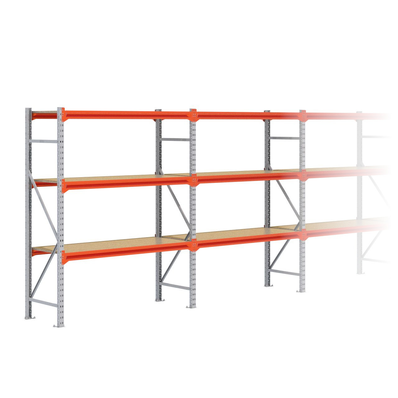 Grootvakstelling 2.000 mm x 6.300 mm x 600 mm (HxLxD) - 3 niveaus GALVA