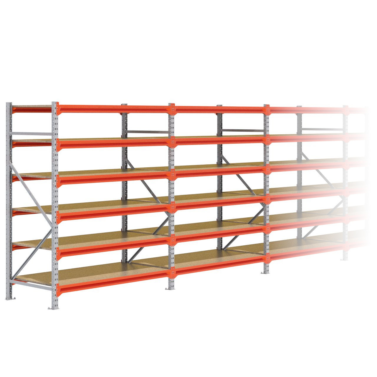 Grootvakstelling 2.000 mm x 7.900 mm x 800 mm (HxLxD) - 6 niveaus GALVA